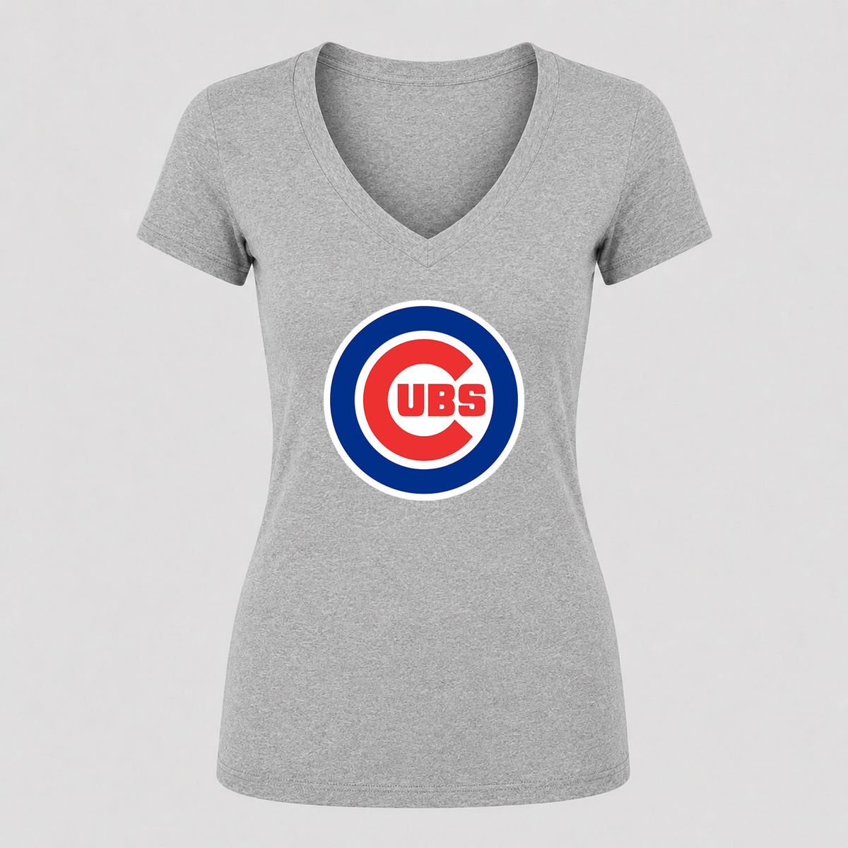 Women's Chicago Cubs V Neck T-Shirt in gray