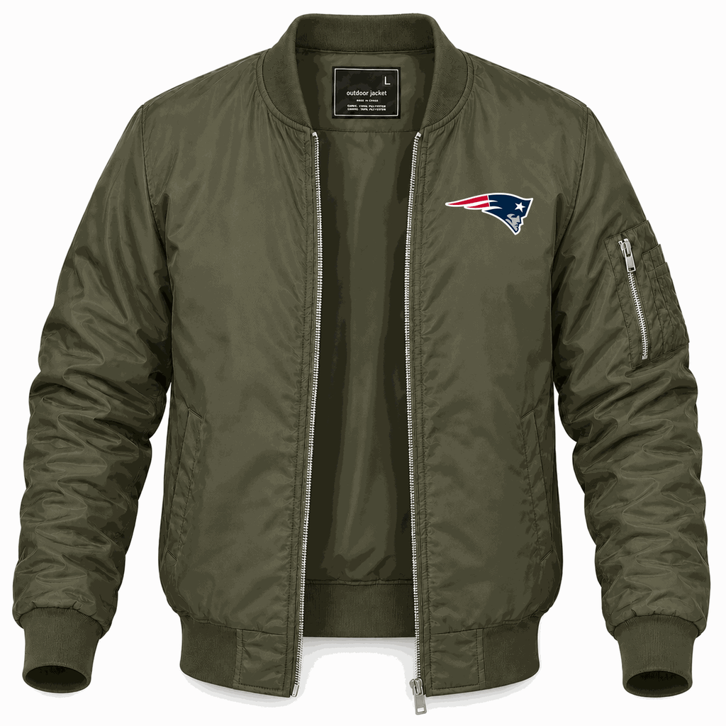 Men's New England Patriots Lightweight Bomber Jacket - Army Green