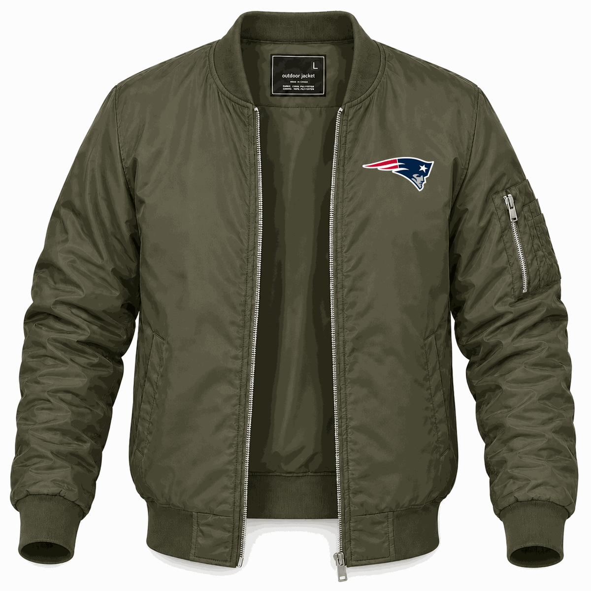 Men's New England Patriots Lightweight Bomber Jacket - Army Green