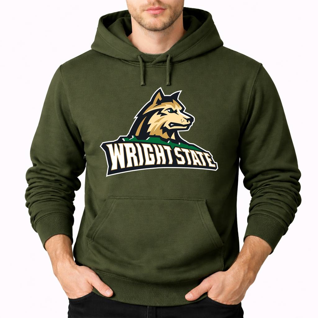 Men's Wright State Raiders Pullover Hoodie - Army Green
