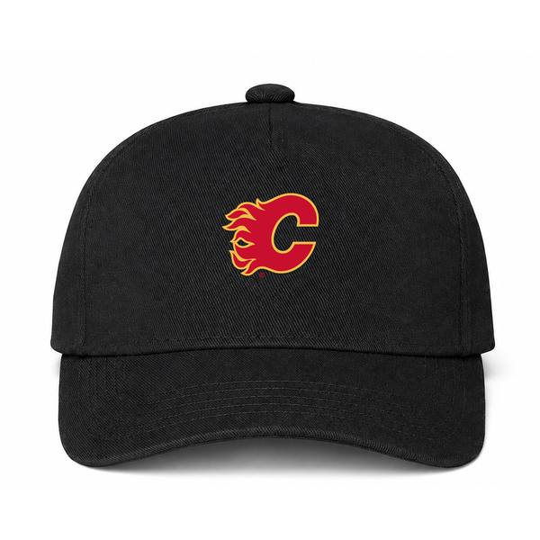Calgary Flames NHL Logo Black Dad Baseball Cap Hat