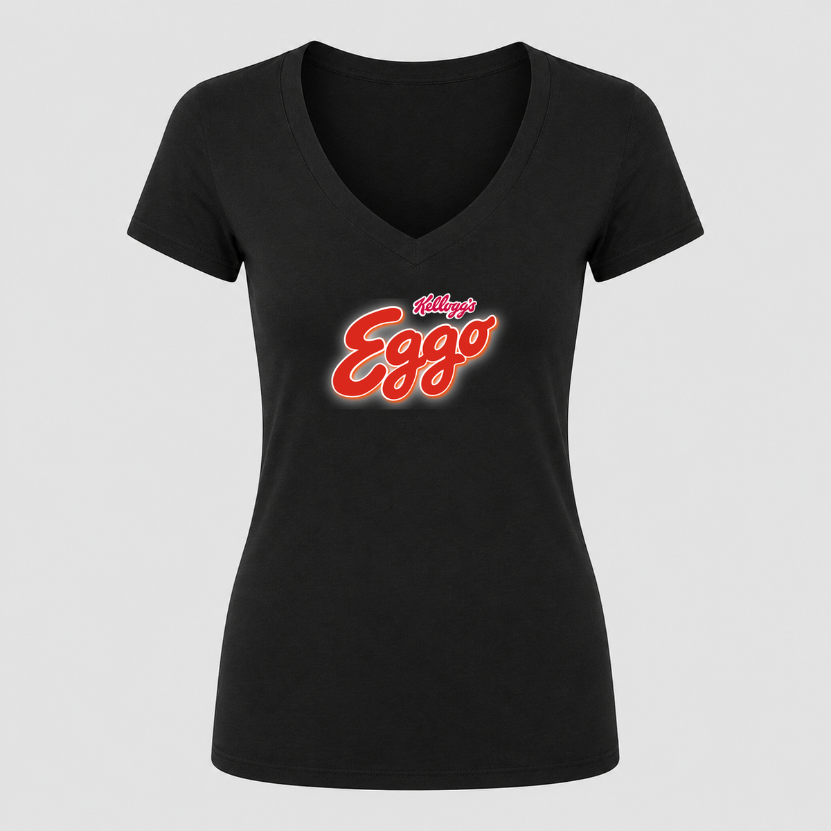 Women's Eggo V Neck T-Shirt in black