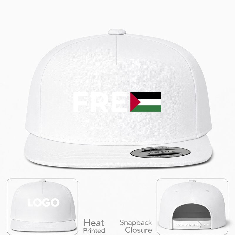 Free Palestine White Logo Snapback Hat