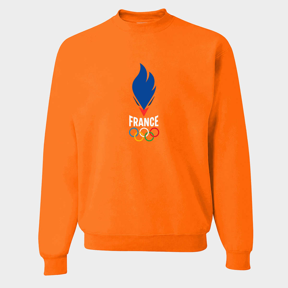 Men's France 2024 White Logo Crewneck Sweatshirt - Orange