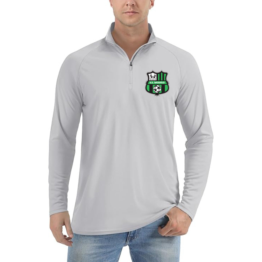 U.S. Sassuolo Soccer Logo quarter-zip athletic shirt in Light Gray