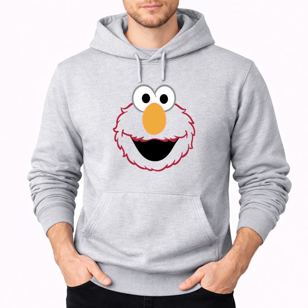 Men's Elmo Face Pullover Hoodie - Gray