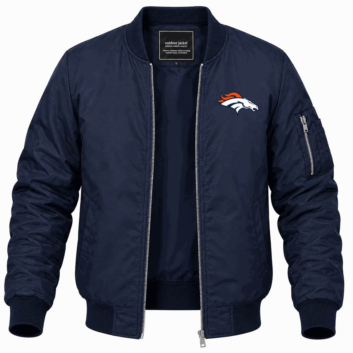 Men's Denver Broncos Lightweight Bomber Jacket - Navy