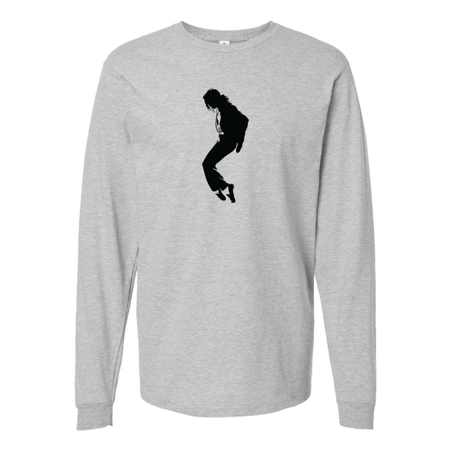 Men's Michael-Jackson-Logo-768x432 Long sleeves Cotton Blend T-Shirt - Gray
