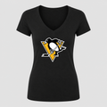 Women's Pittsburgh Penguins V Neck T-Shirt in black