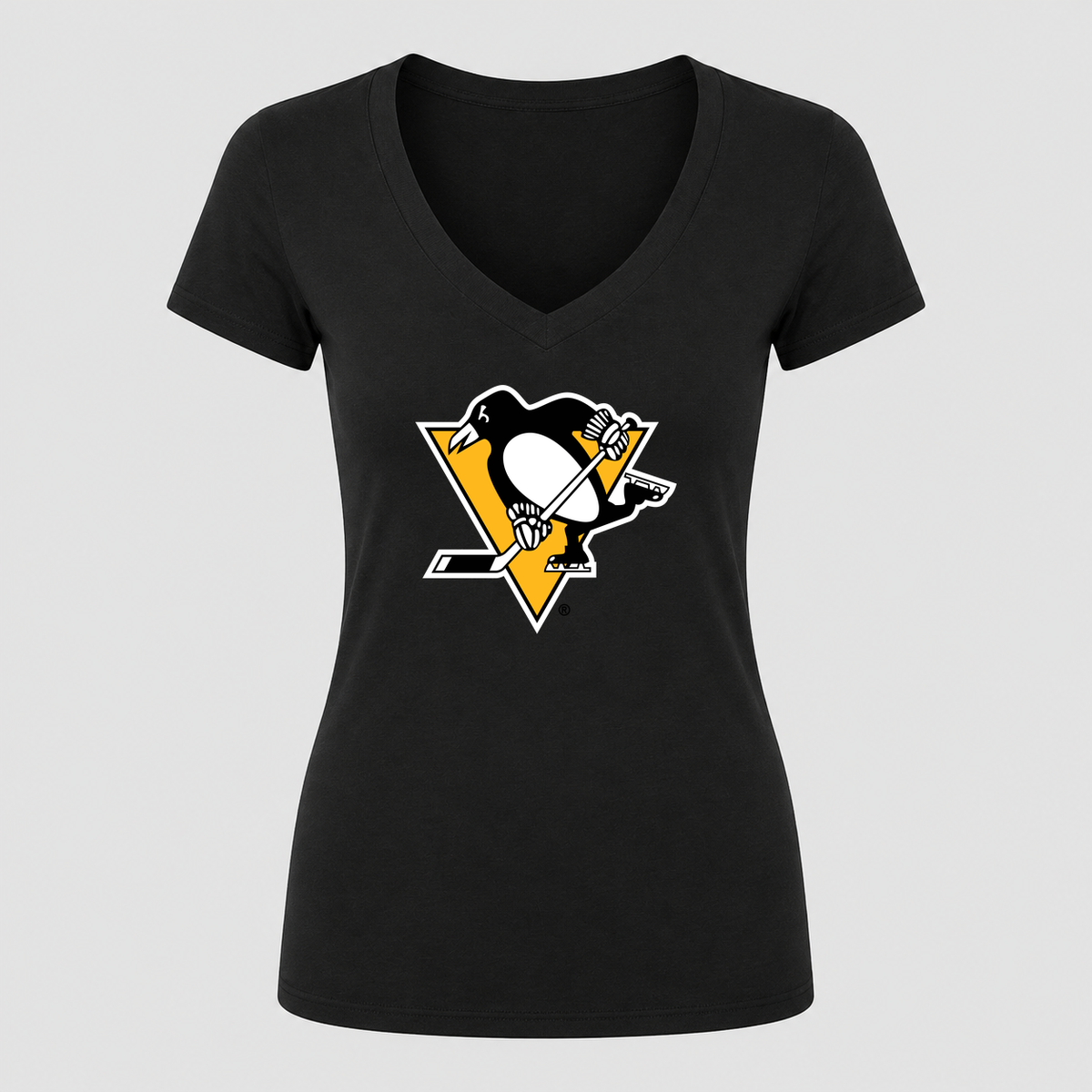 Women's Pittsburgh Penguins V Neck T-Shirt in black