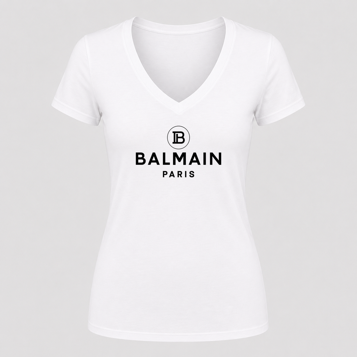 Women's Balmain Paris V Neck T-Shirt in white
