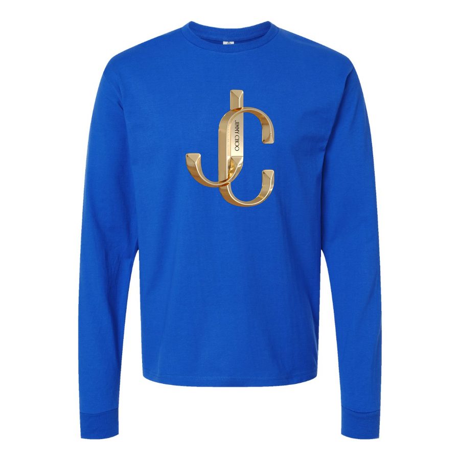 Men's Jimmy Choo Logo Long sleeves Cotton Blend T-Shirt - Blue