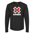 Men's X Games logo.white Long sleeves Cotton Blend T-Shirt - Black