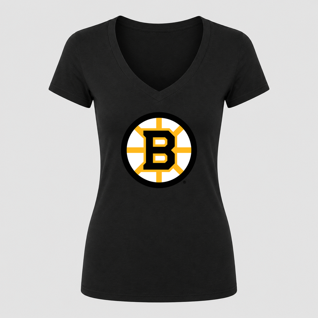 Women's Boston Bruins V Neck T-Shirt in black