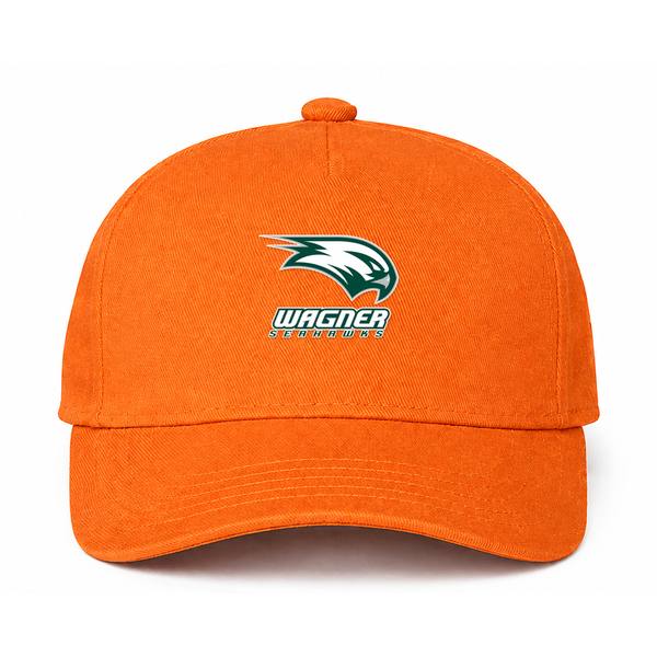 Wagner Seahawks Logo Orange Dad Baseball Cap Hat