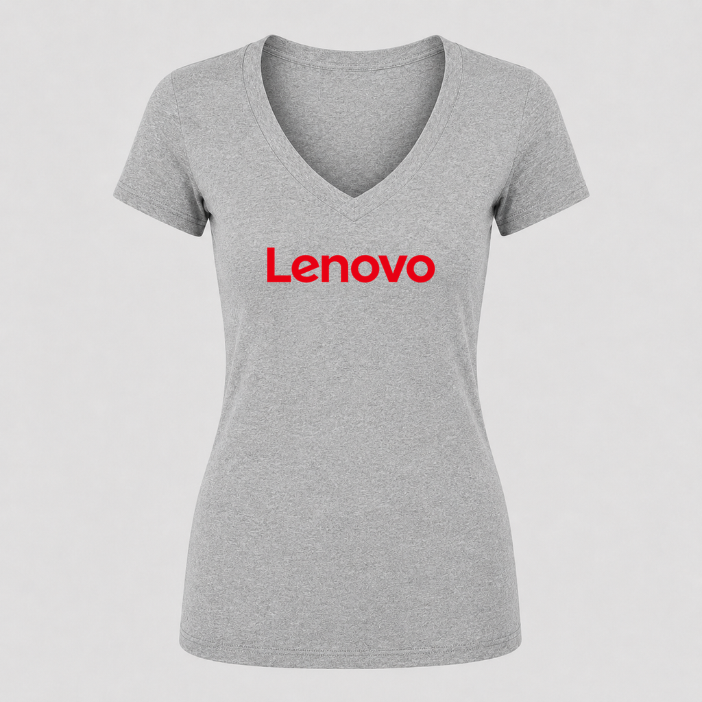 Women's Lenovo V Neck T-Shirt in gray