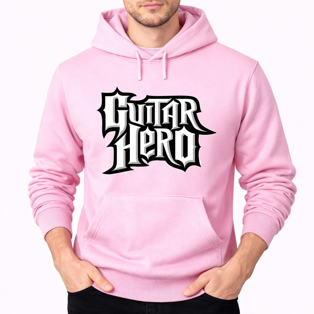 Men's Guitar Hero Pullover Hoodie - Pink