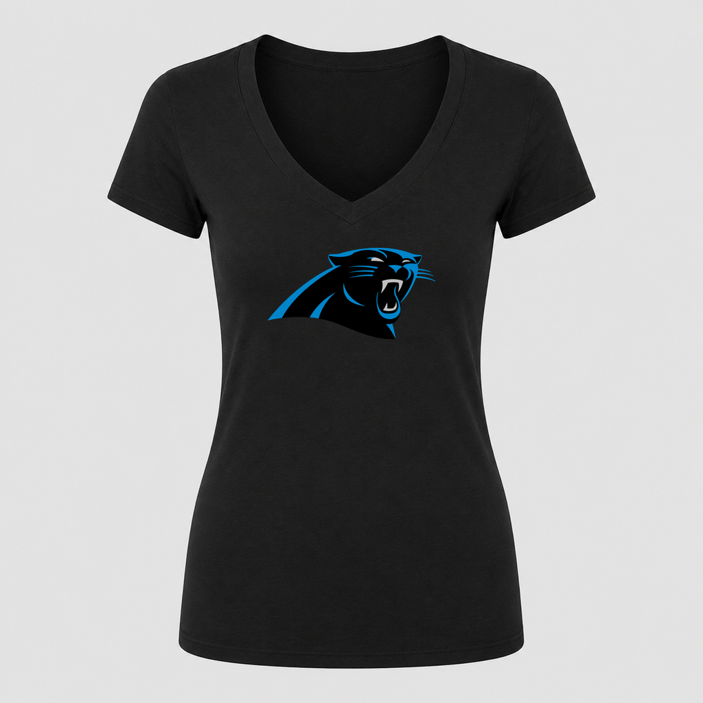 Women's Carolina Panthers V Neck T-Shirt in black