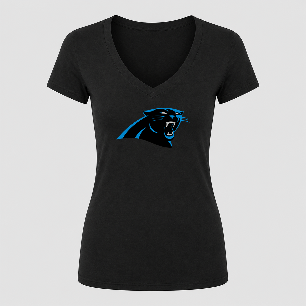 Women's Carolina Panthers V Neck T-Shirt in black