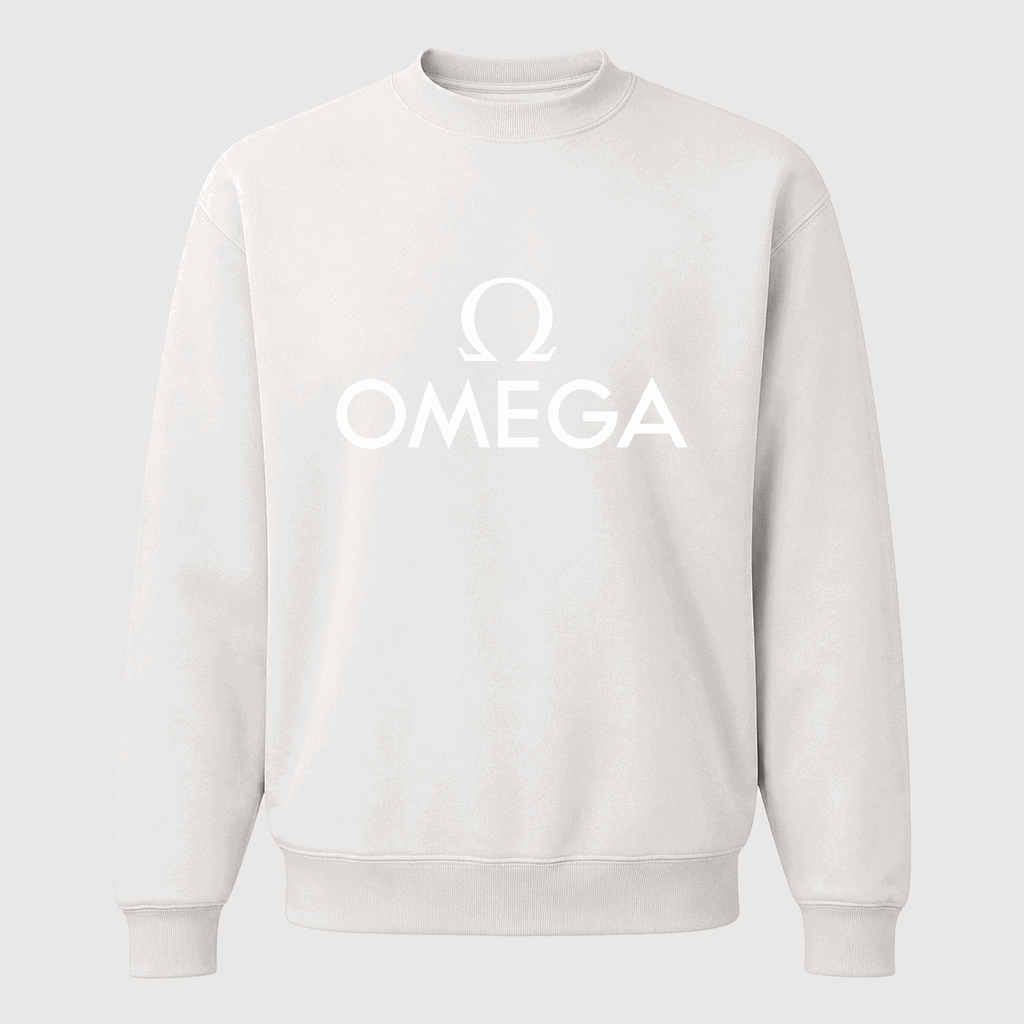 Men's Omega White Logo Crewneck Sweatshirt - White