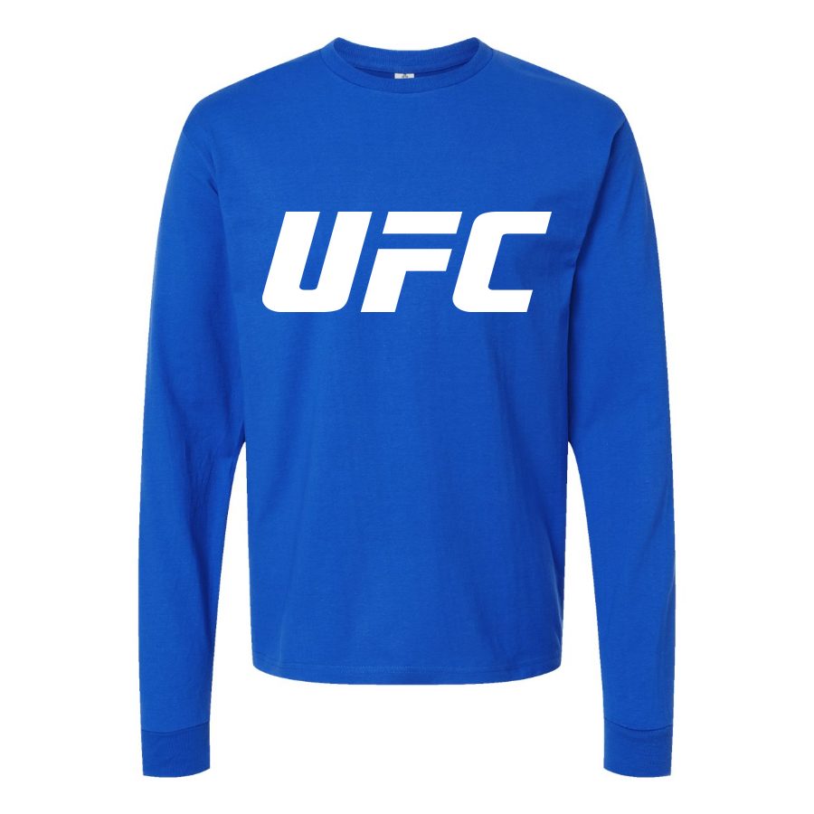 Men's UFC White Logo Long sleeves Cotton Blend T-Shirt - Blue