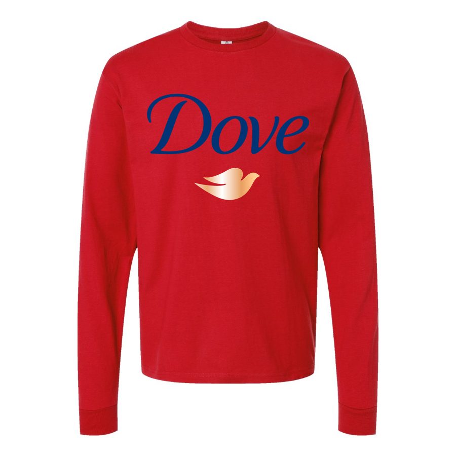 Men's Dove-logo-1536x864 Long sleeves Cotton Blend T-Shirt - Red