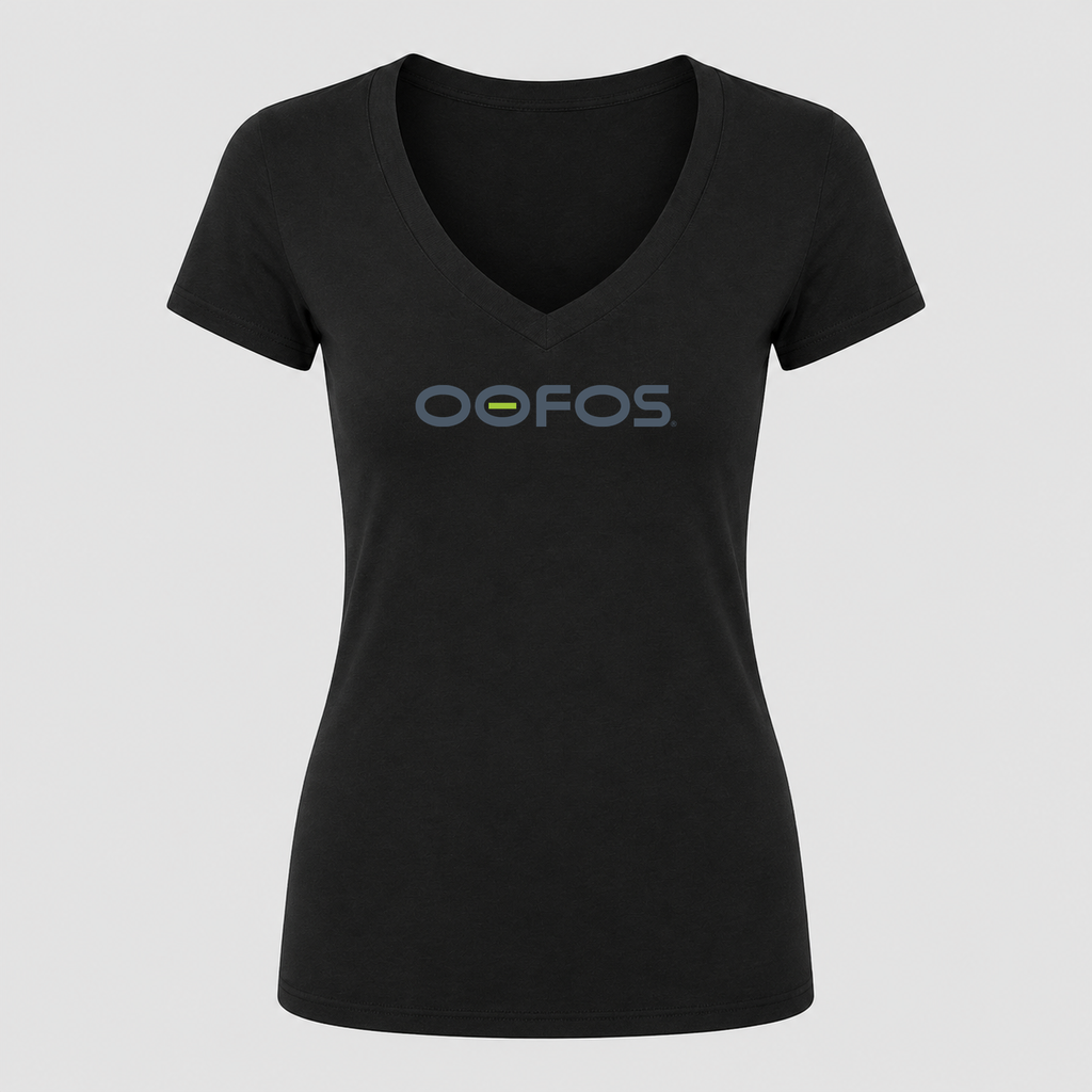 Women's OOFOS V Neck T-Shirt in black