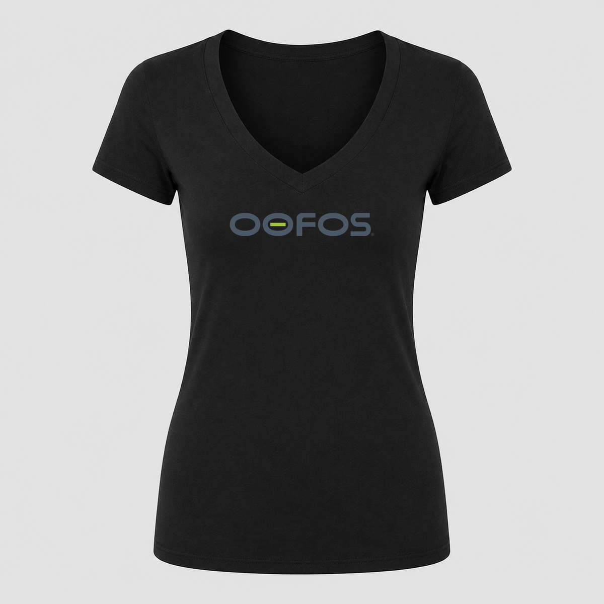 Women's OOFOS V Neck T-Shirt in black