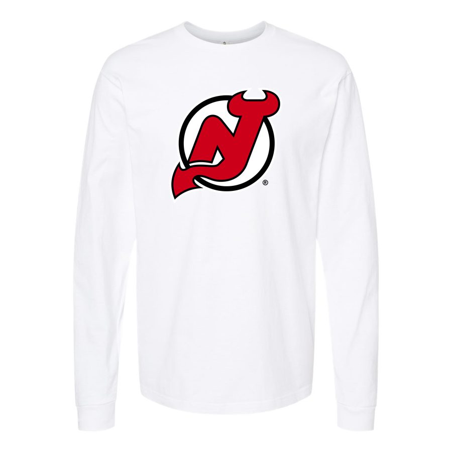 Men's New Jersey Devils Long sleeves Cotton Blend T-Shirt - White