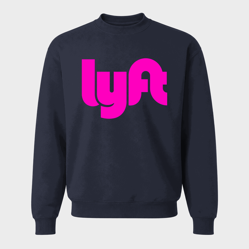 Men's Lyft Pink Logo Crewneck Sweatshirt - Navy