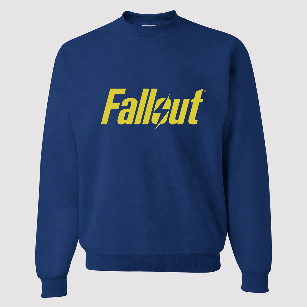 Men's Fallout Yellow Logo Crewneck Sweatshirt - Blue