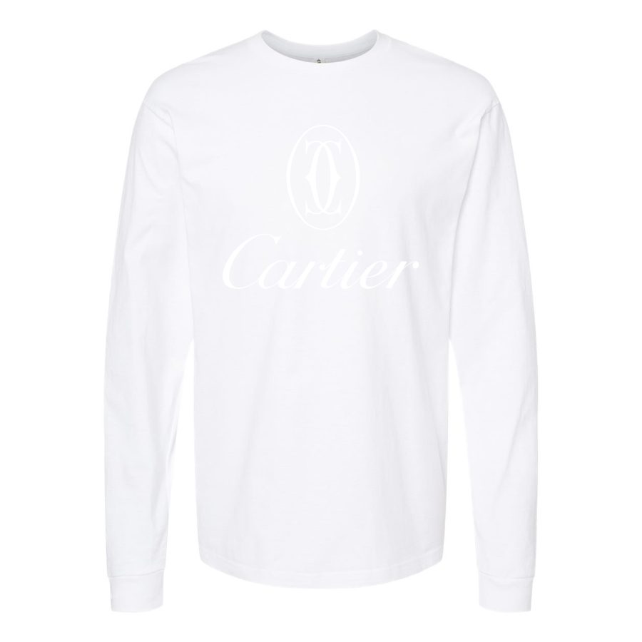 Men's Cartier white logo Long sleeves Cotton Blend T-Shirt - White