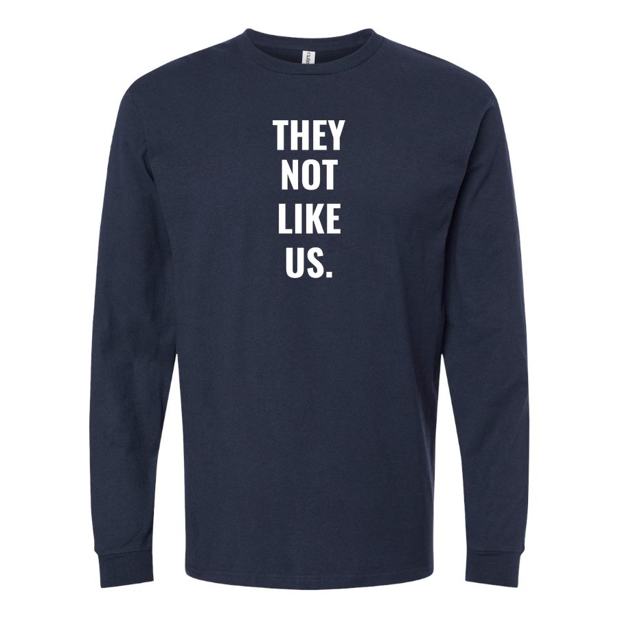 Men's They not like us Long sleeves Cotton Blend T-Shirt - Navy