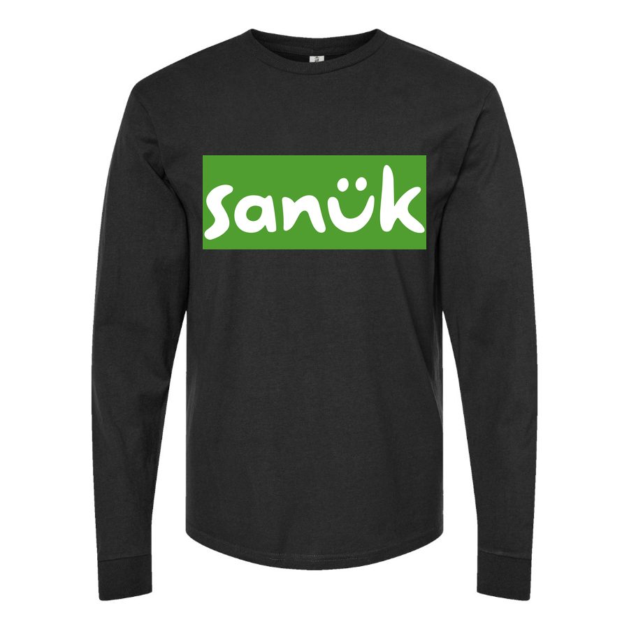 Men's Sanuk-Logo-1536x864 Long sleeves Cotton Blend T-Shirt - Black