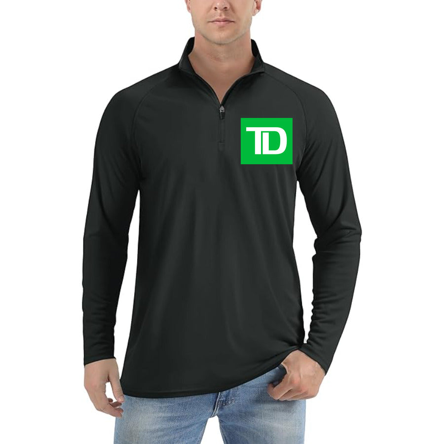 TD Bank logo quarter-zip athletic shirt in Black