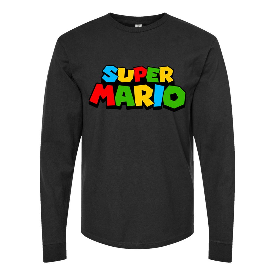 Men's Super Mario Long sleeves Cotton Blend T-Shirt - Black