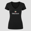 Women's TAG Heuer White Design V Neck T-Shirt in black
