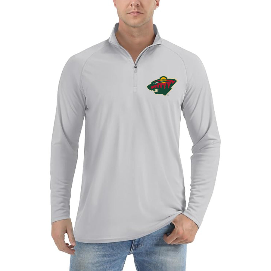 Minnesota Wild quarter-zip athletic shirt in Light Gray