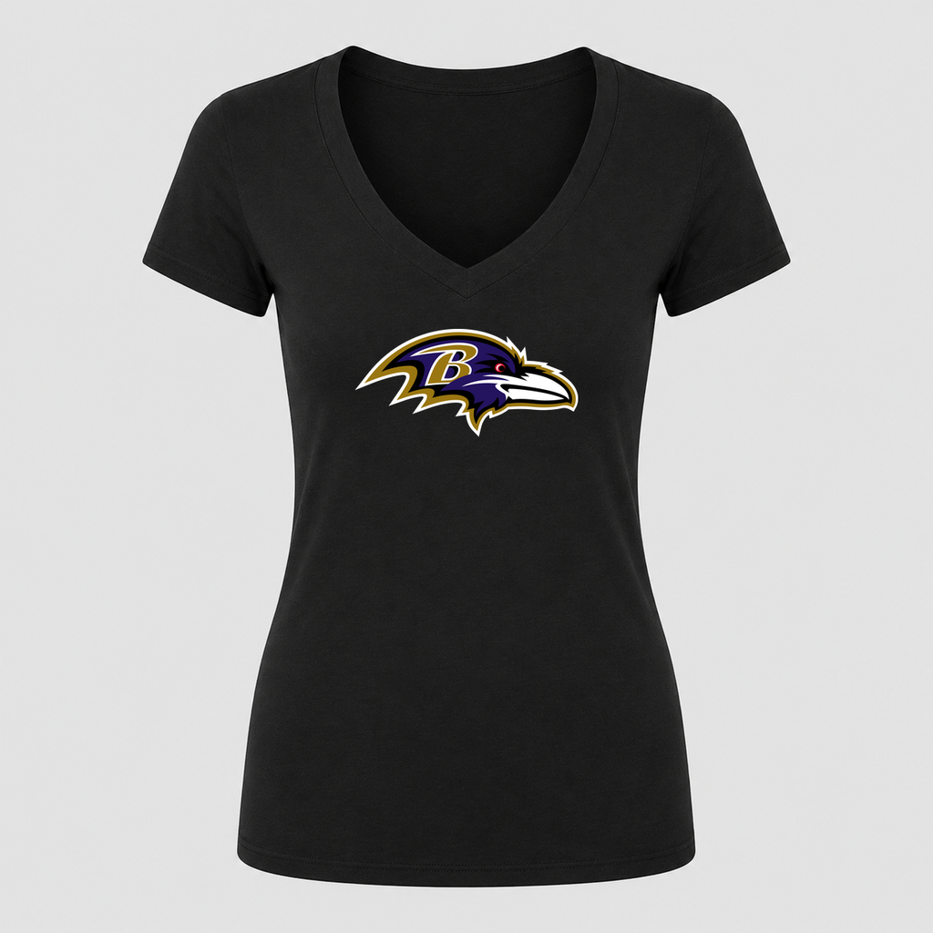 Women's Baltimore Ravens V Neck T-Shirt in black