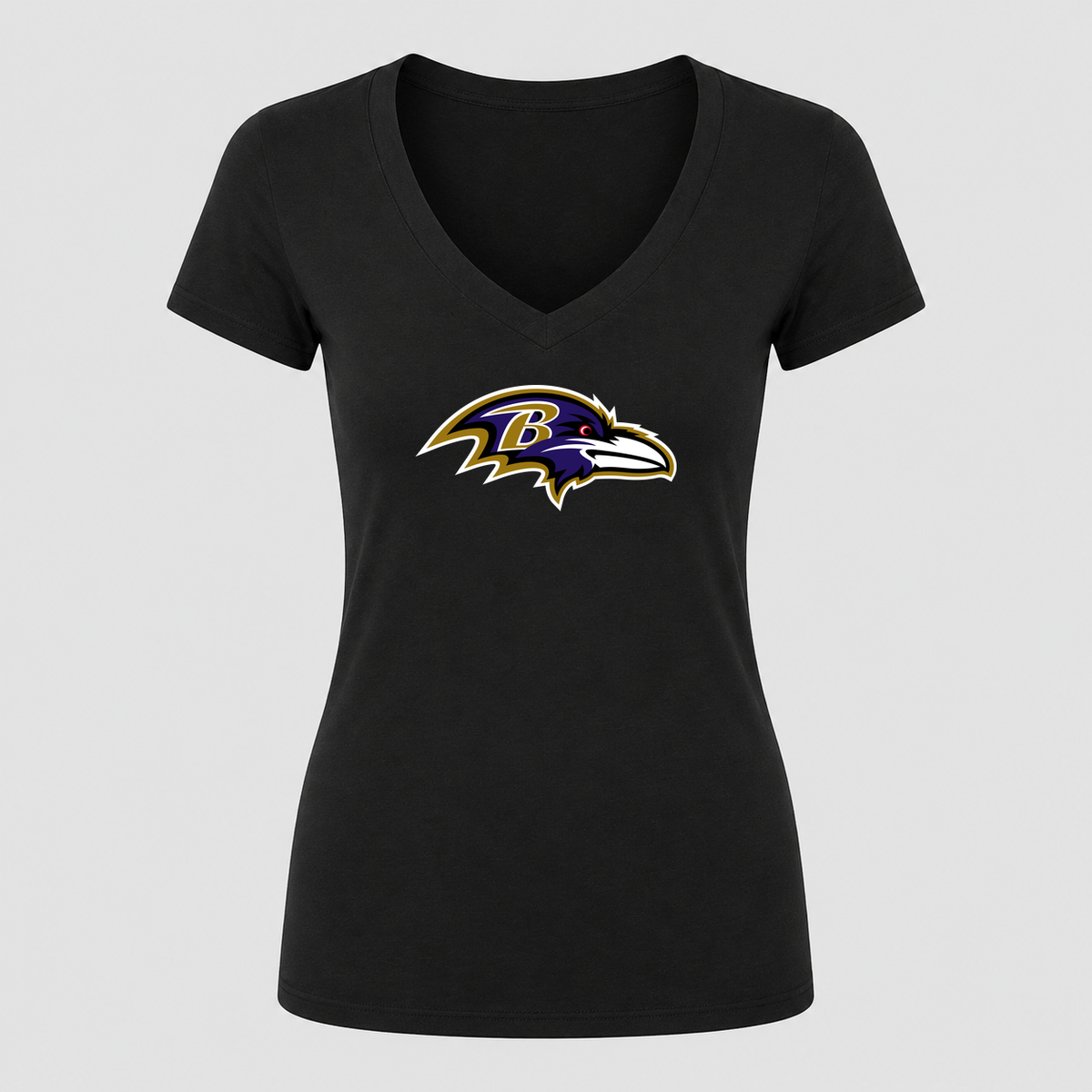 Women's Baltimore Ravens V Neck T-Shirt in black