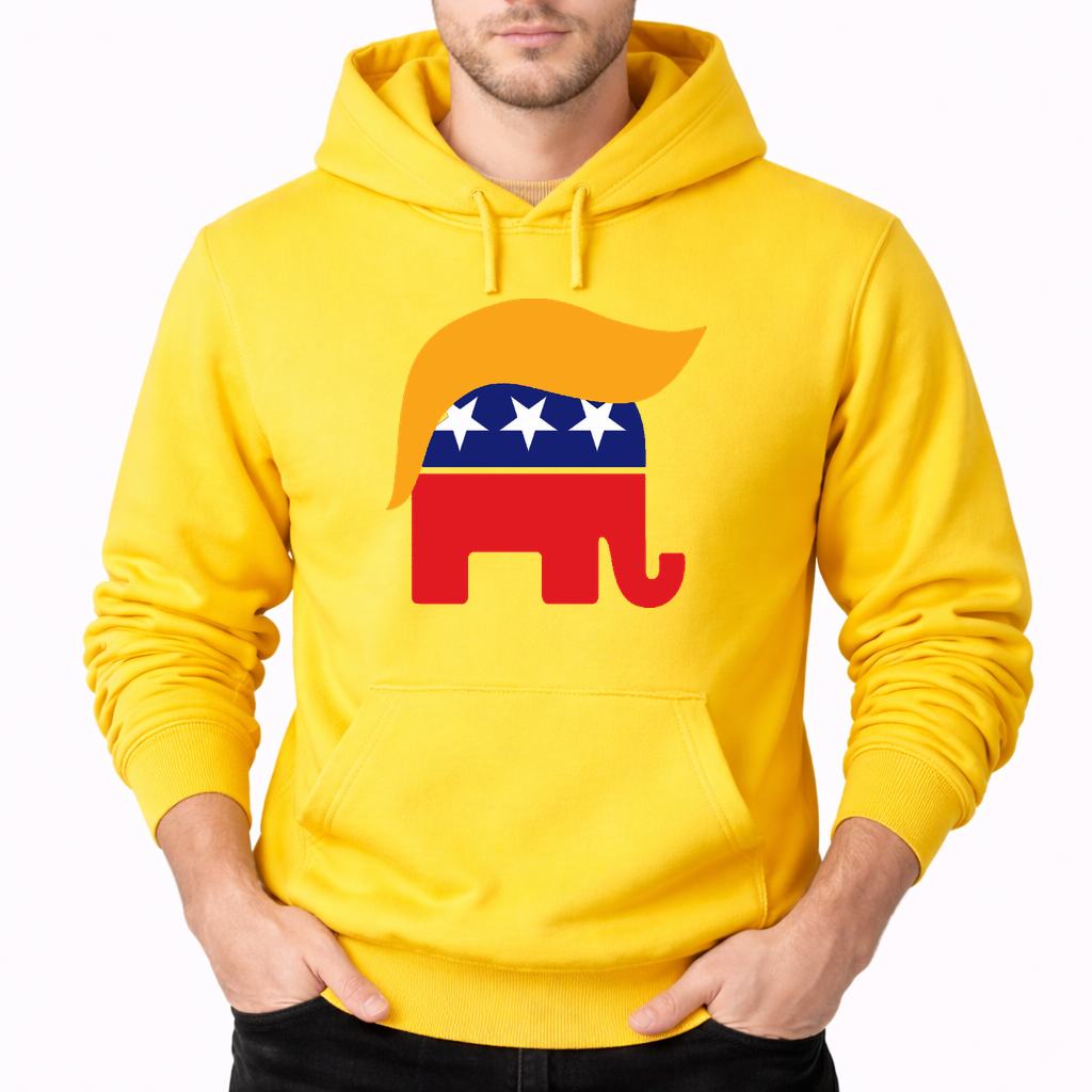 Men's Donald Trump GOP Elephant Pullover Hoodie - Yellow