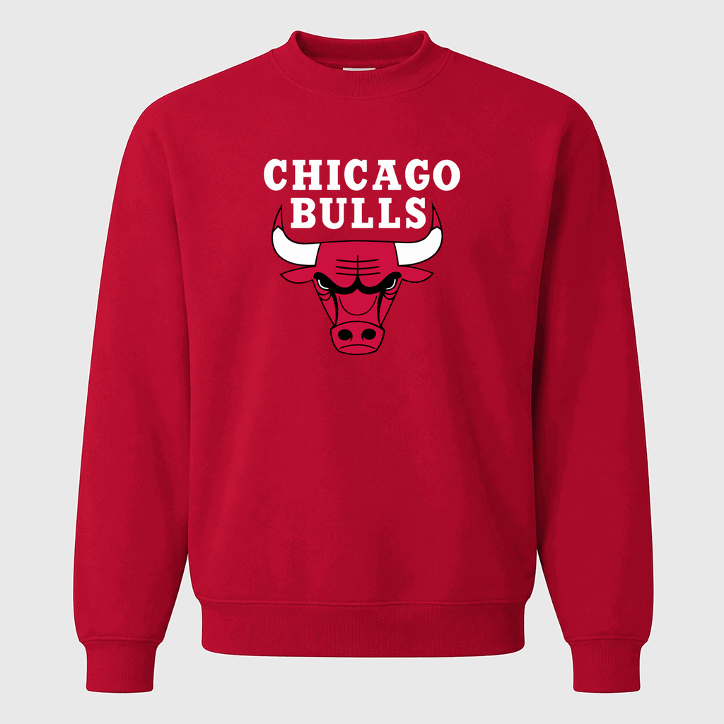 Men's Chicago Bulls White Logo Crewneck Sweatshirt - Red