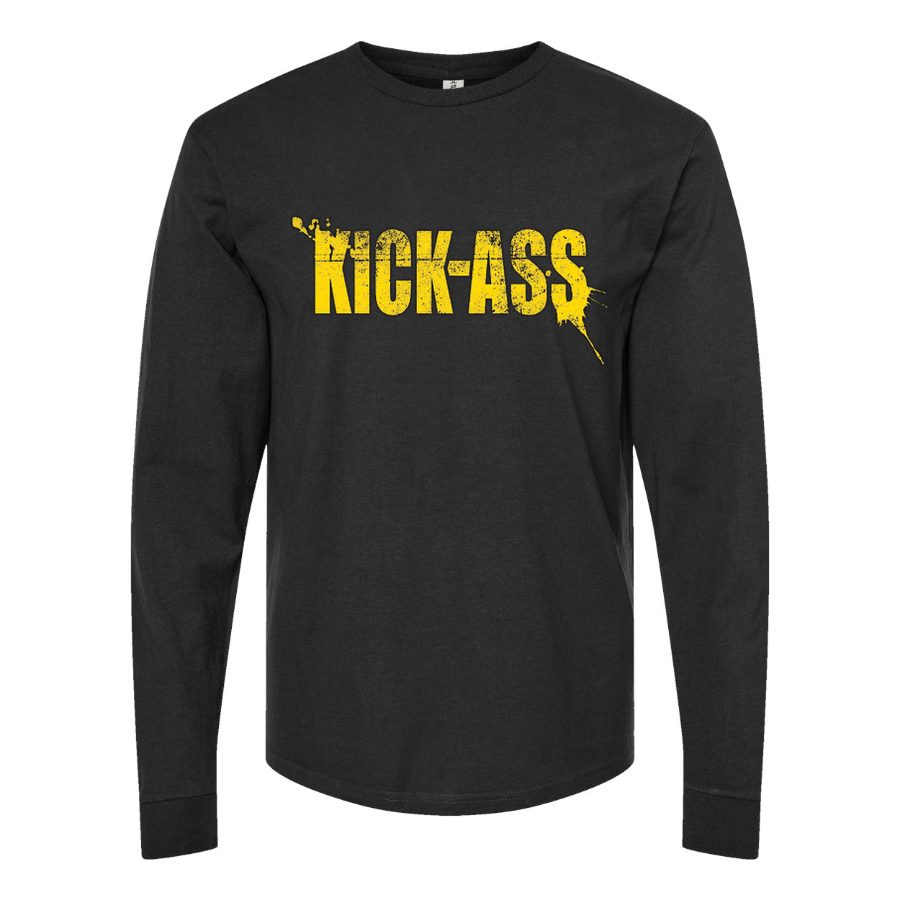 Men's 20822-3-kick-ass-picture Long sleeves Cotton Blend T-Shirt - Black