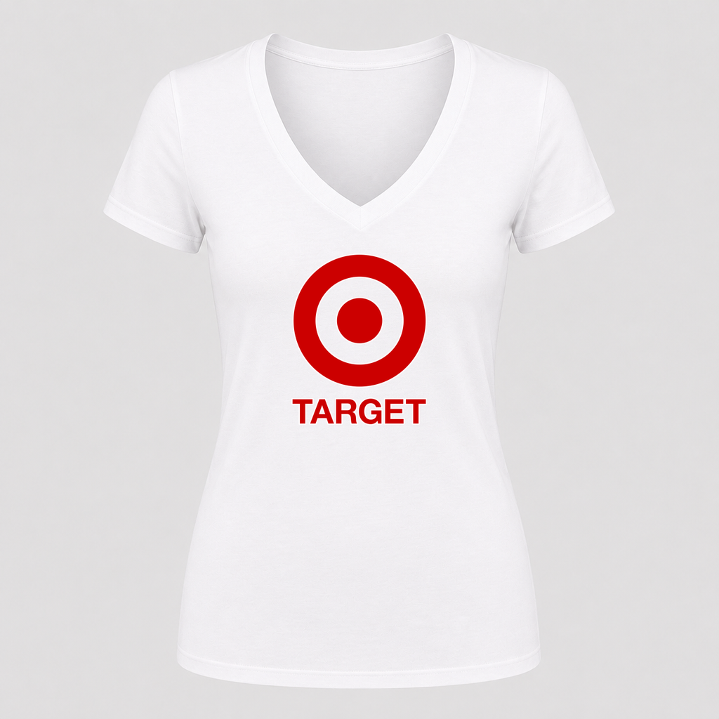 Women's Target V Neck T-Shirt in white