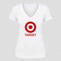 Women's Target V Neck T-Shirt in white