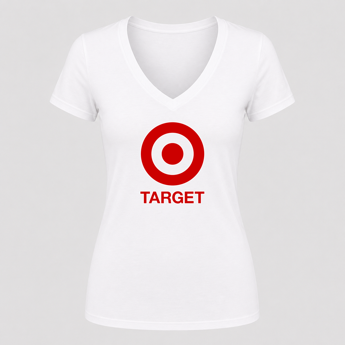 Women's Target V Neck T-Shirt in white
