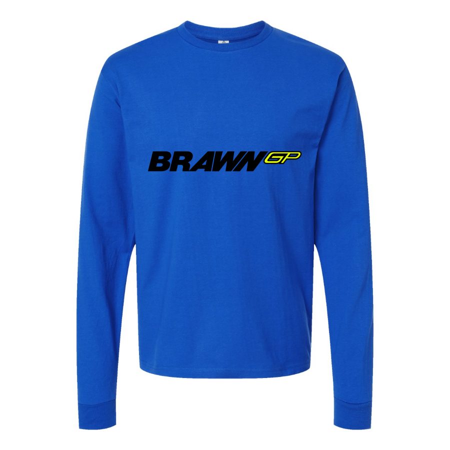 Men's Brawn GP Long sleeves Cotton Blend T-Shirt - Blue