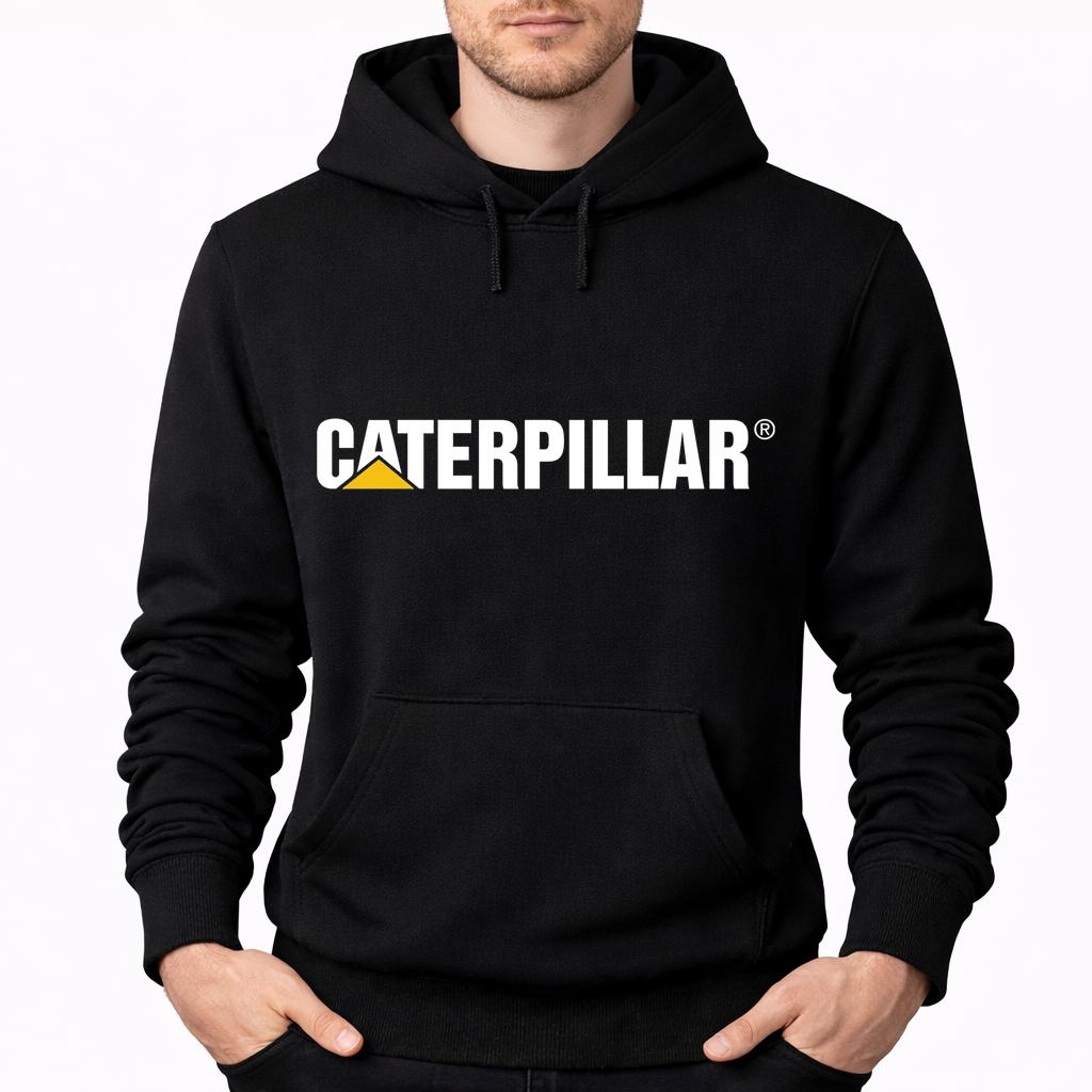Men's Caterpillar White Pullover Hoodie - Black