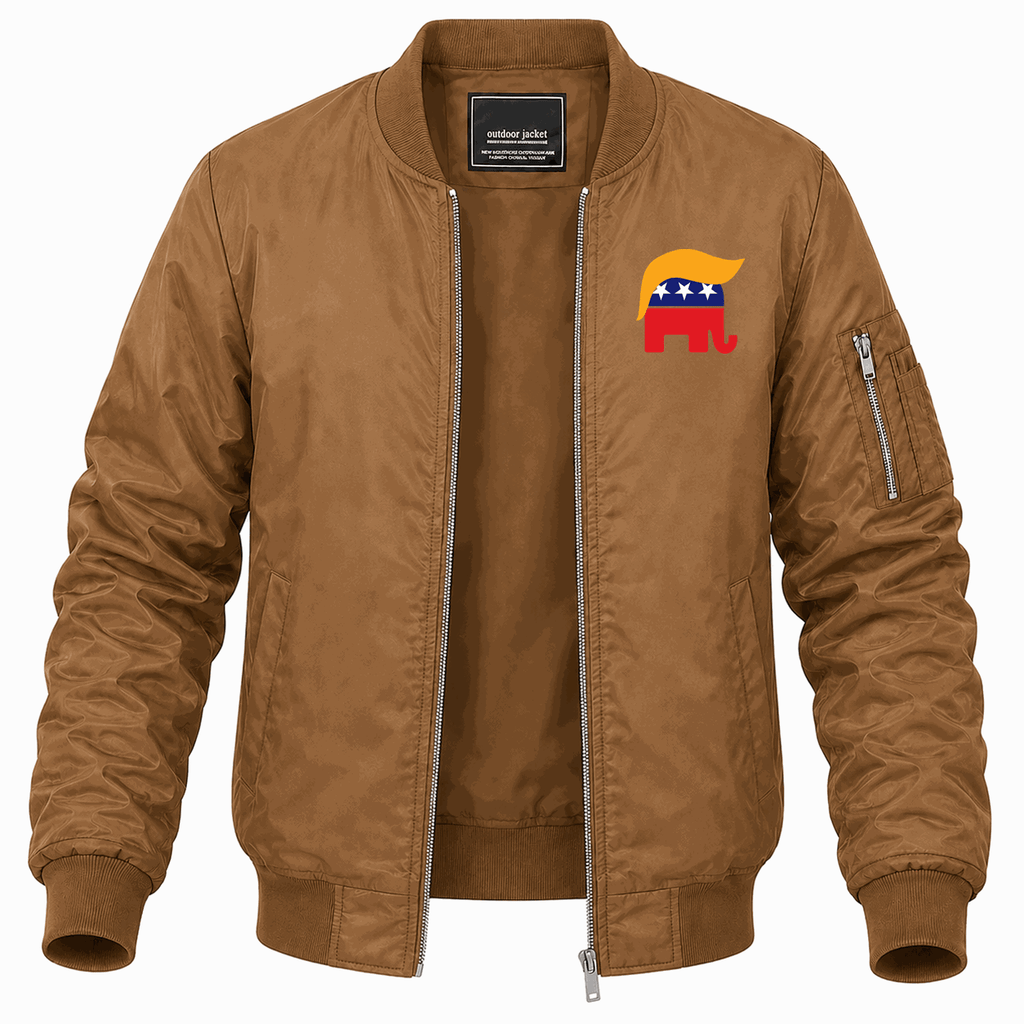 Men's Donald Trump GOP Elephant Lightweight Bomber Jacket - Brown