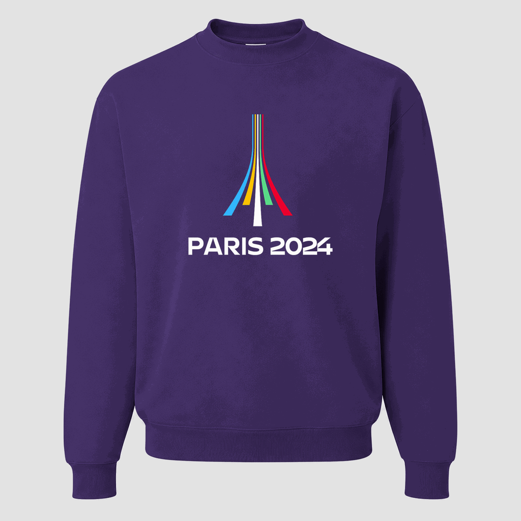 Men's Paris 2024 Olympics White Logo Crewneck Sweatshirt - Purple